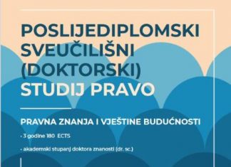 Natječaj za upis na Poslijediplomski sveučilišni (doktorski) studij Pravo Pravnog fakulteta Osijek u akademskoj 2022./2023. godini