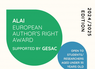 ALAI European Authors’ Right Award, supported by GESAC – Call for papers
