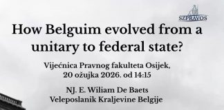 GOSTUJUĆE PREDAVANJE „HOW BELGIUM EVOLVED FROM A UNITARY TO FEDERAL STATE?“