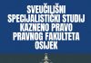 Natječaj za upis na Sveučilišni specijalistički studij Kazneno pravo