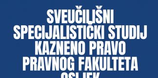 Natječaj za upis na Sveučilišni specijalistički studij Kazneno pravo